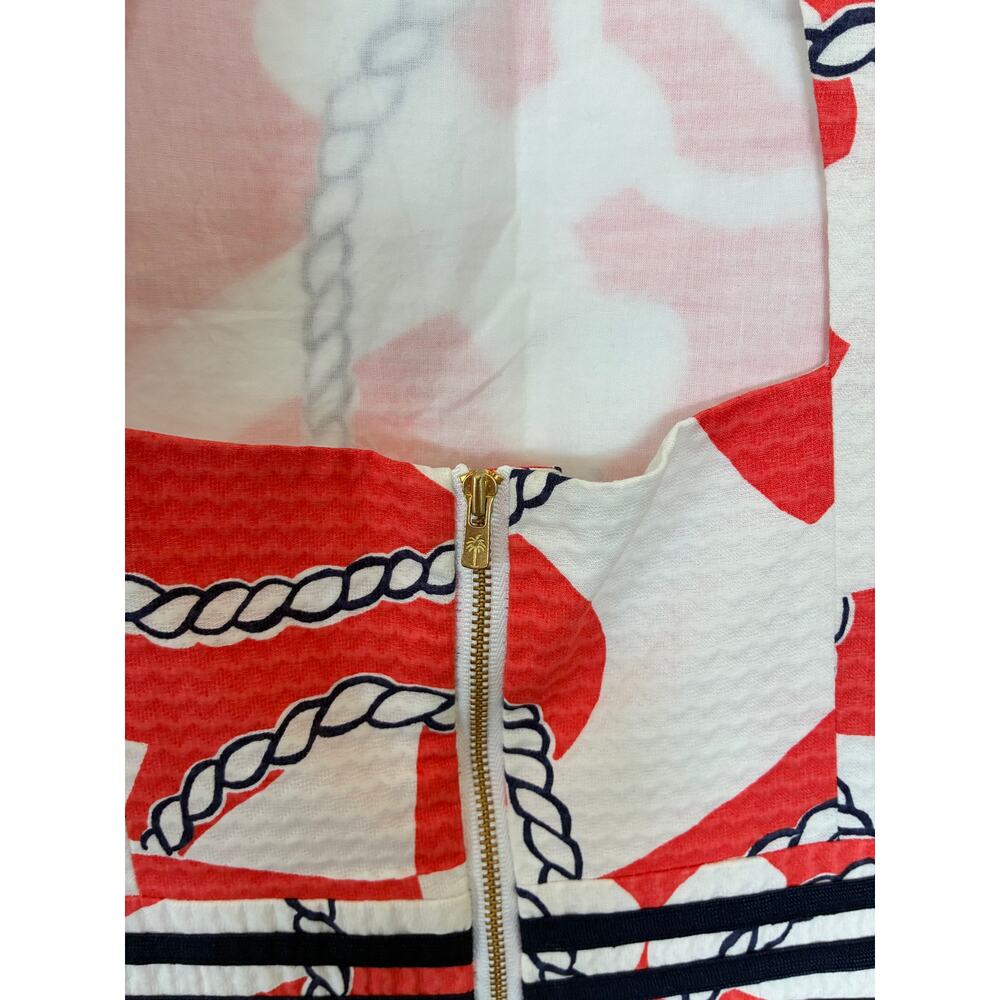 Lilly Pulitzer Dress Rare Shift Keyhole Back Orange White Button Detail Waist 8 - Picture 7 of 9